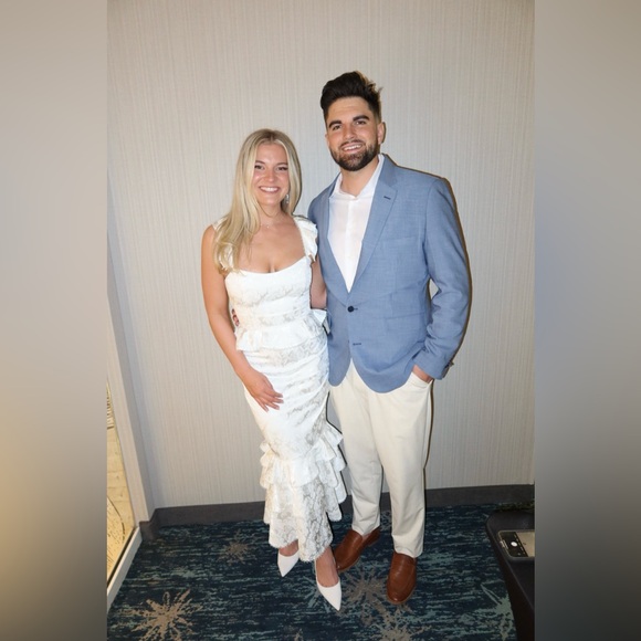 V Chapman Violet Corset Ruffled Tiered Hem Midi Dress Anthropologie - Picture 3 of 5